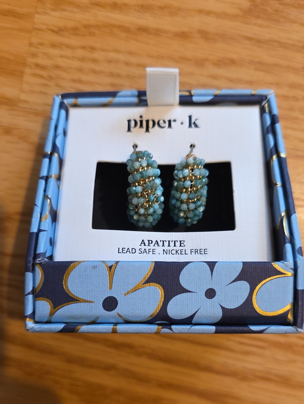piper·k Turquoise Apatite Cluster Hoop Earrings - Gold Accents